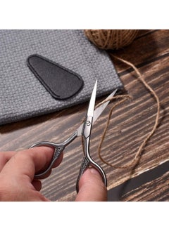 RATSAW Small Precision Scissors 3.5inch Stainless Steel Multi Purpose Vintage Beauty Grooming Kit for Facial Hair Eyebrow Eyelash Beard Moustache with PU Sheath  - Image 3