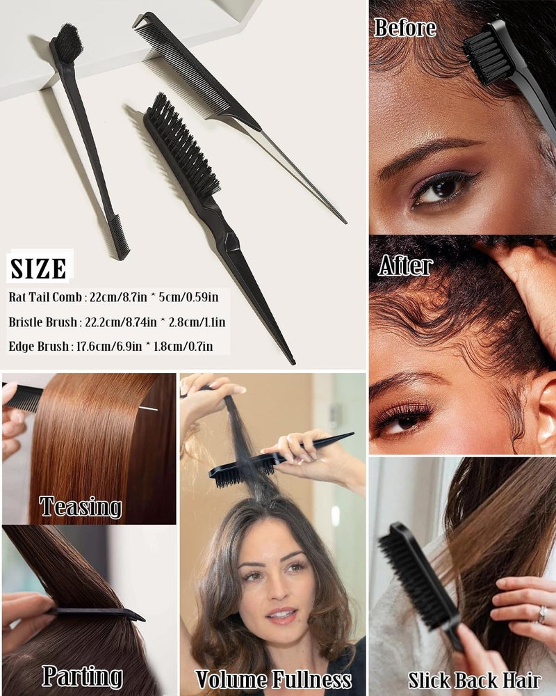 Samnyte Hair Wax Stick & Slick Back Hair Brush Set, Non-greasy Styling Wax Stick, Slick Back Brush for Smoothing Flyaways & Frizz, Styling Comb Set - Bun Accessories for Women, Teen Girls - Image 5