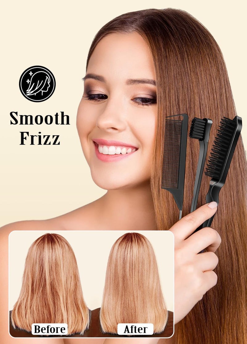 Samnyte Hair Wax Stick & Slick Back Hair Brush Set, Non-greasy Styling Wax Stick, Slick Back Brush for Smoothing Flyaways & Frizz, Styling Comb Set - Bun Accessories for Women, Teen Girls - Image 3