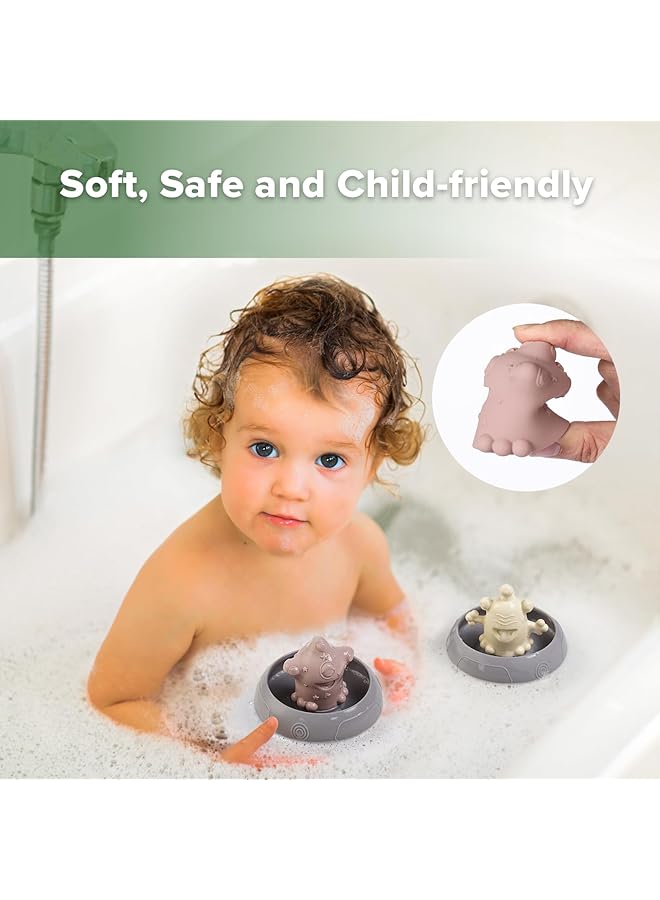 هاكا ألعاب حمام Alien Explorers مصنوعة من السيليكون الآمن غذائيًا للأطفال الصغار، ألعاب مائية عائمة خالية من العفن لأحواض الاستحمام والمسابح والشواطئ بتصميم قابل للفصل للأطفال من سن 1 إلى 3 سنوات (نوفا + جوبيتر) - Image 5