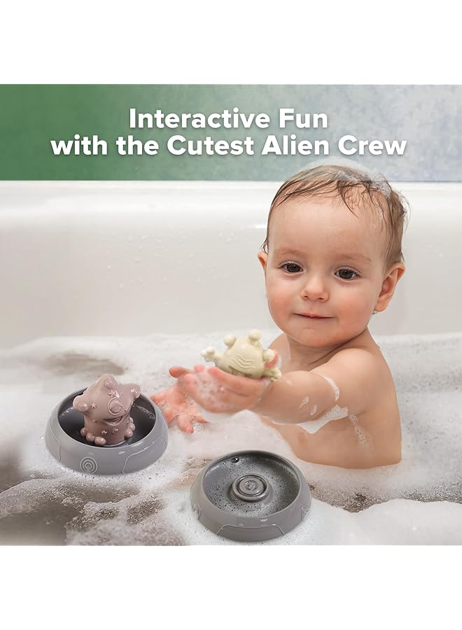 هاكا ألعاب حمام Alien Explorers مصنوعة من السيليكون الآمن غذائيًا للأطفال الصغار، ألعاب مائية عائمة خالية من العفن لأحواض الاستحمام والمسابح والشواطئ بتصميم قابل للفصل للأطفال من سن 1 إلى 3 سنوات (نوفا + جوبيتر) - Image 2