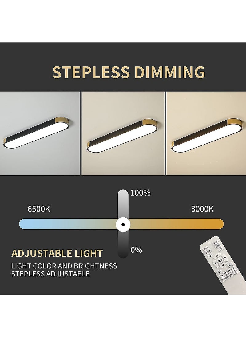 Dimmable LED Ceiling Lights Modern Acrylic Linear LED Ceiling Lamp 2.3FT Semi Flush Mount Wraparound Shape Lighting Fixture with Remote Control for Kitchen Dining Living Room (36W/3000-6500K)