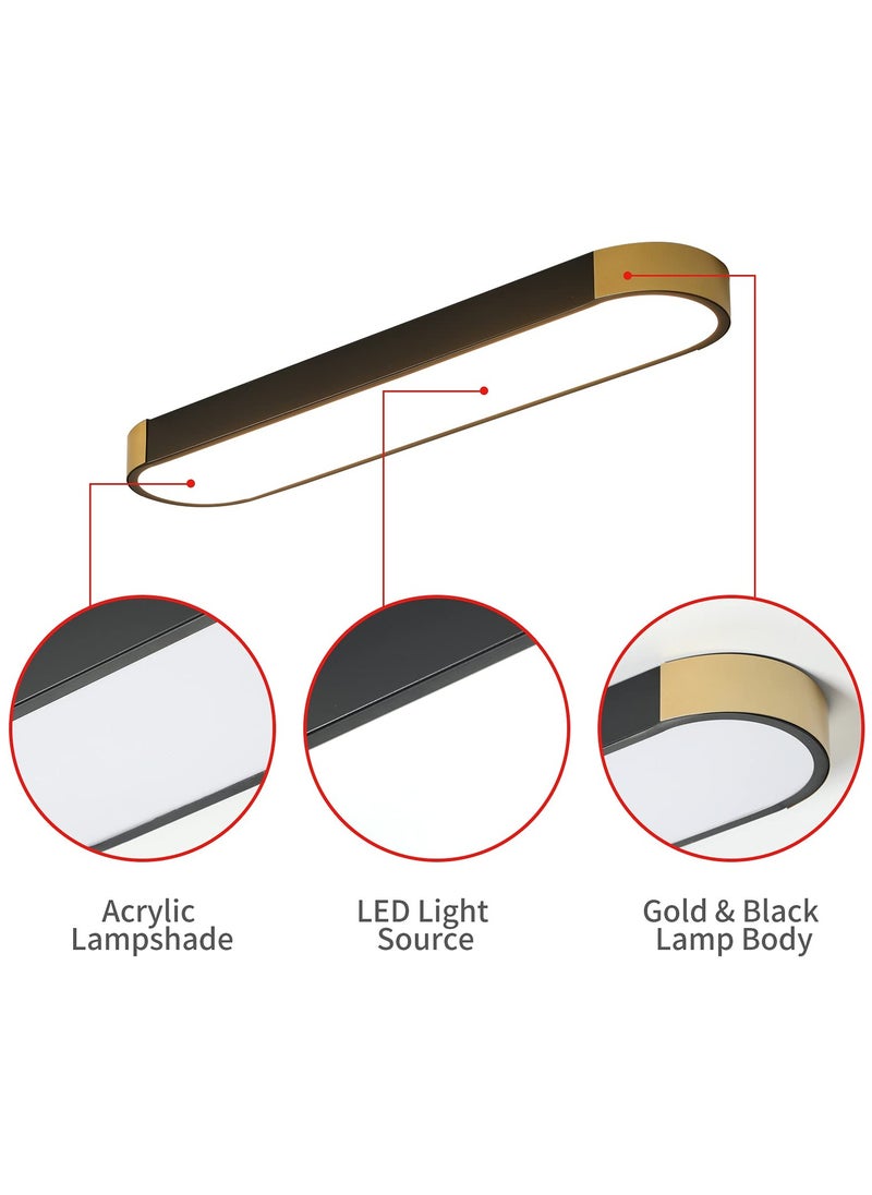 Dimmable LED Ceiling Lights Modern Acrylic Linear LED Ceiling Lamp 2.3FT Semi Flush Mount Wraparound Shape Lighting Fixture with Remote Control for Kitchen Dining Living Room (36W/3000-6500K)