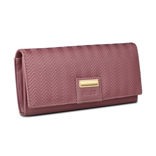 ALSU Women's Wallet Hand Purse Clutch Vegan Leather | Embossed Design | Phone Pocket | 4 Card Pocket (nur-002) (Peach) - Image 1