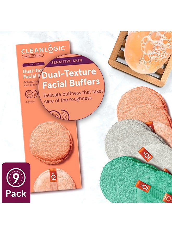 cleanlogic Bath & Body Exfoliating Dualtexture Facial Pads Face Sponges For Cleansing & Softening Sensitive Skin Makeup Remover Pads Assorted Colors 9 Count Value Pack - Image 3