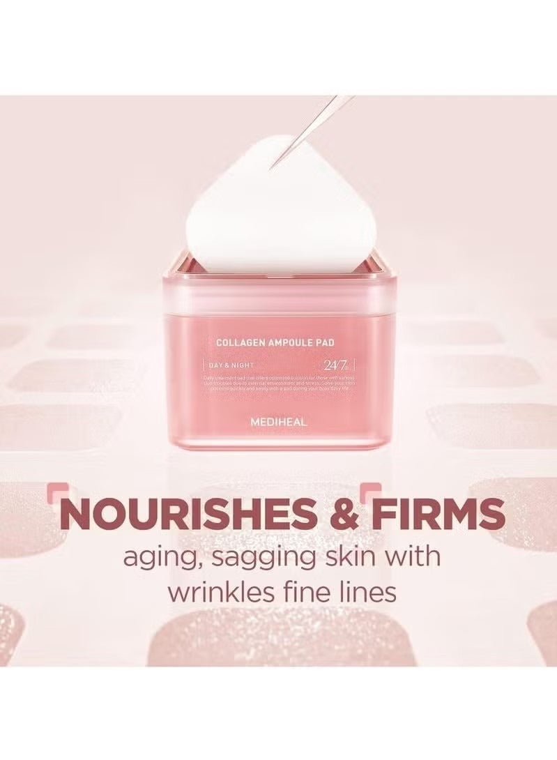 MEDIHEAL Collagen Ampoule Pad – Square Cotton Facial Toner Pads Collagen & Ceramide - Skin Firming & Restore Elasticity - Tighten Wrinkles & Lines - Vegan Eco Silk Pads, 100 Pads - Image 2