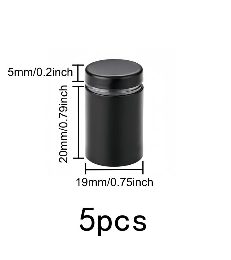 5 Pcs 19x25mm Black Support Advertising Nails Stable Load Bearing Wall Mounted For Glass Acrylic Sign Brackets Fixing Screws - Image 1
