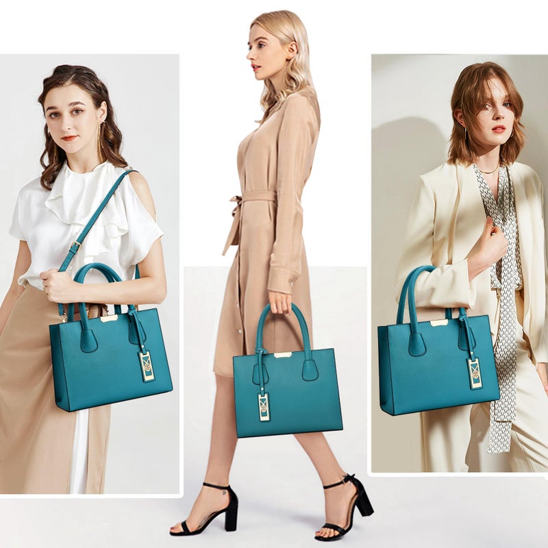 CHICAROUSAL Crossbody Purses and Handbags for Women PU Leather Tote Shoulder Bags Top Handle Satchel (Peacock Blue) - Image 2