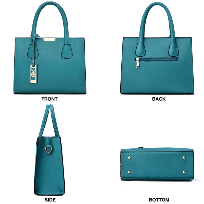 CHICAROUSAL Crossbody Purses and Handbags for Women PU Leather Tote Shoulder Bags Top Handle Satchel (Peacock Blue) - Image 4