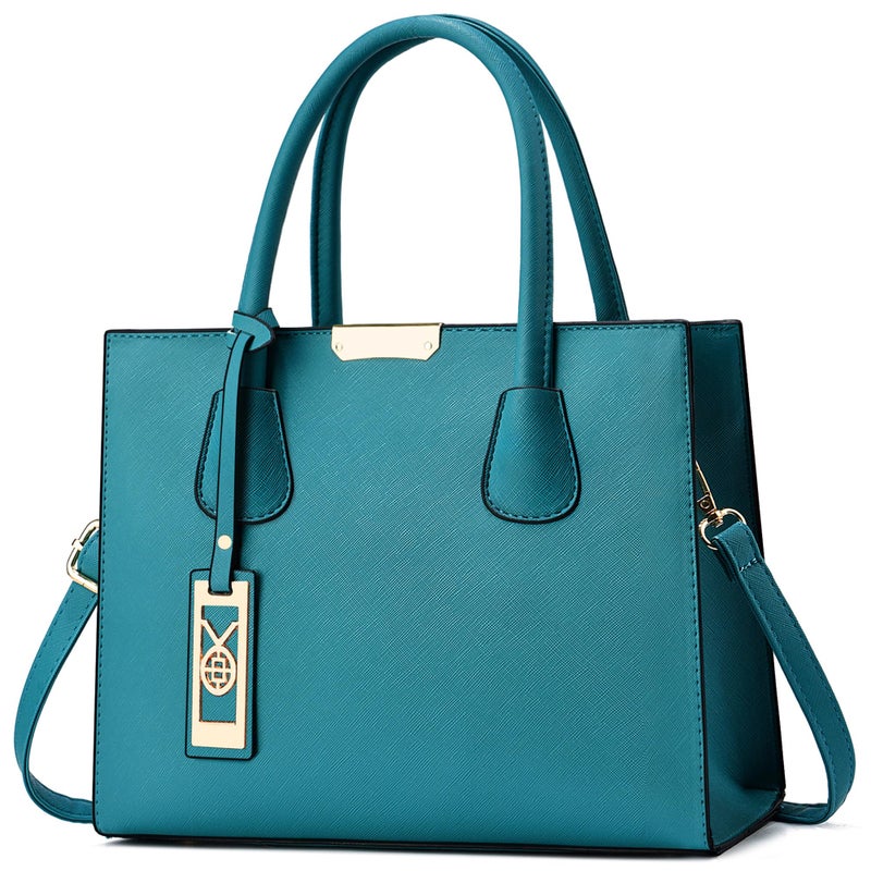 CHICAROUSAL Crossbody Purses and Handbags for Women PU Leather Tote Shoulder Bags Top Handle Satchel (Peacock Blue) - Image 1