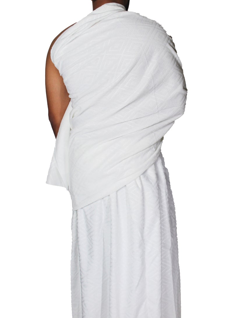 Ihram for men a Stretchy skirt and Muslim toga Towel 210cm x 105cm white  - Image 3