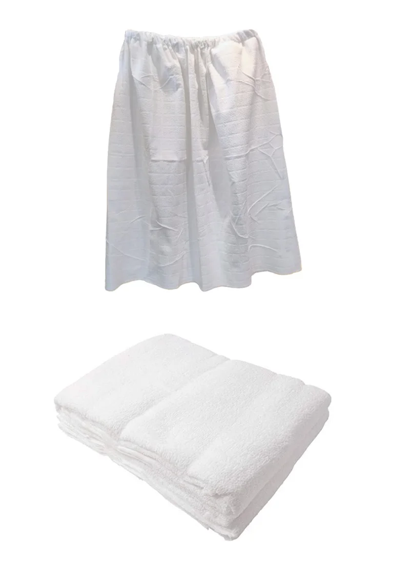 FASHION LINE Ihram for men a Stretchy skirt and Muslim toga Towel 210cm x 105cm white