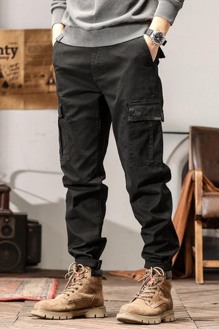 American Style Retro Large Pocket Cockwork Pants Relaxed-fit Japanese Trousers Trendy Brand Zipper Small Straight Casual Pants for Men Black - pzsku/ZF10F454002F557442A1BZ/45/1746195093/49b5232d-2140-41d5-bc3a-d8534174d840