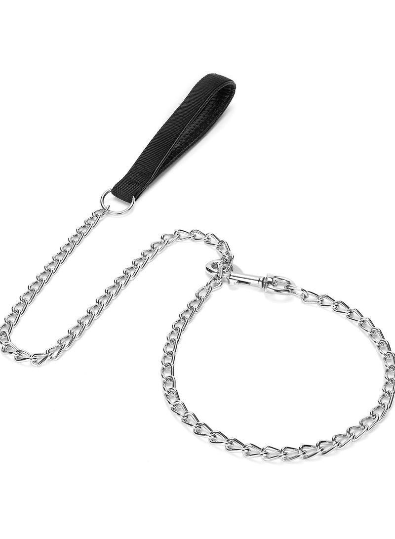 5.91ft Metal Dog Leash and 1.8ft Dog Training Chain Collar,Heavy Duty Dog Leash,with Padded Handle for Large Medium Dogs - Image 3