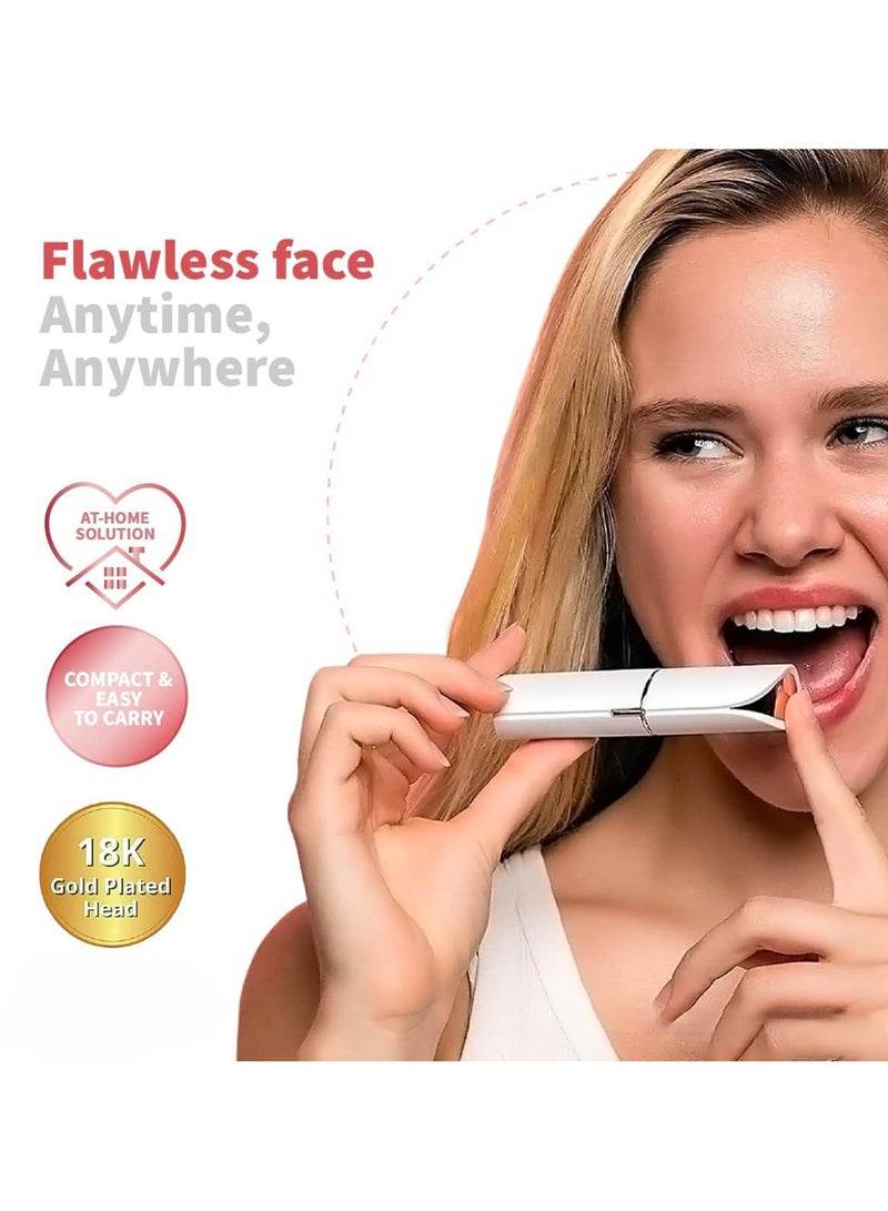 Earss Painless Flawless Facial Hair Remover for Women - Rechargeable Portable Epilator & Trimmer for Face, Upper Lip, Chin & Peach Fuzz - Gold/White Design. - Image 4
