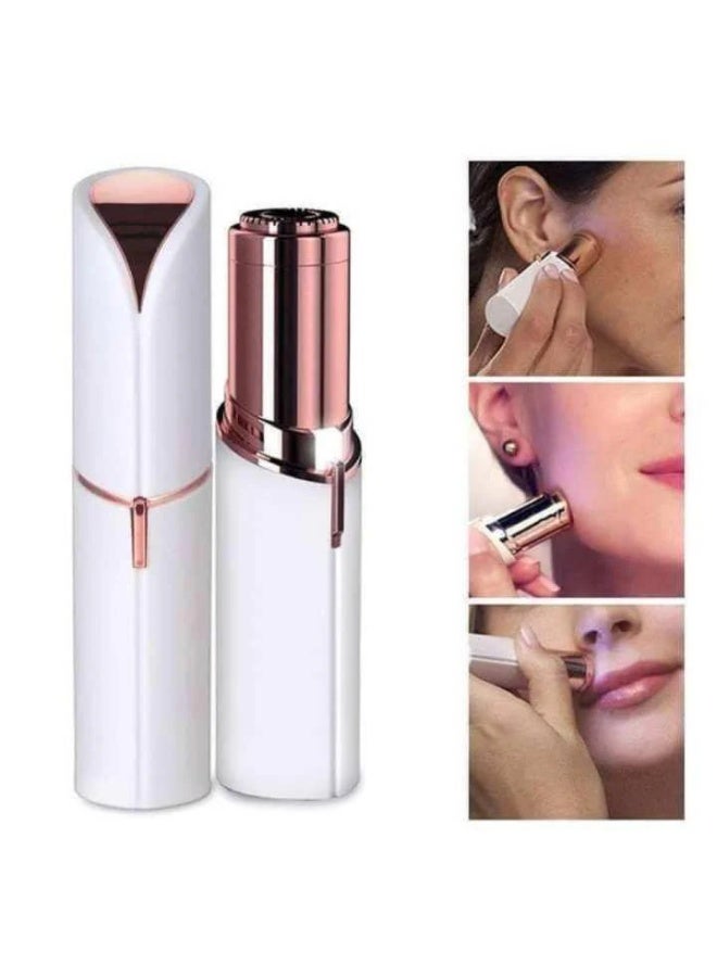 Earss Women’s USB Rechargeable Electric Facial Hair Remover for Face, Upper Lip & Chin | Portable Painless Eyebrow & Peach Fuzz Trimmer | Built-in LED Light | White Rose Gold - Image 1