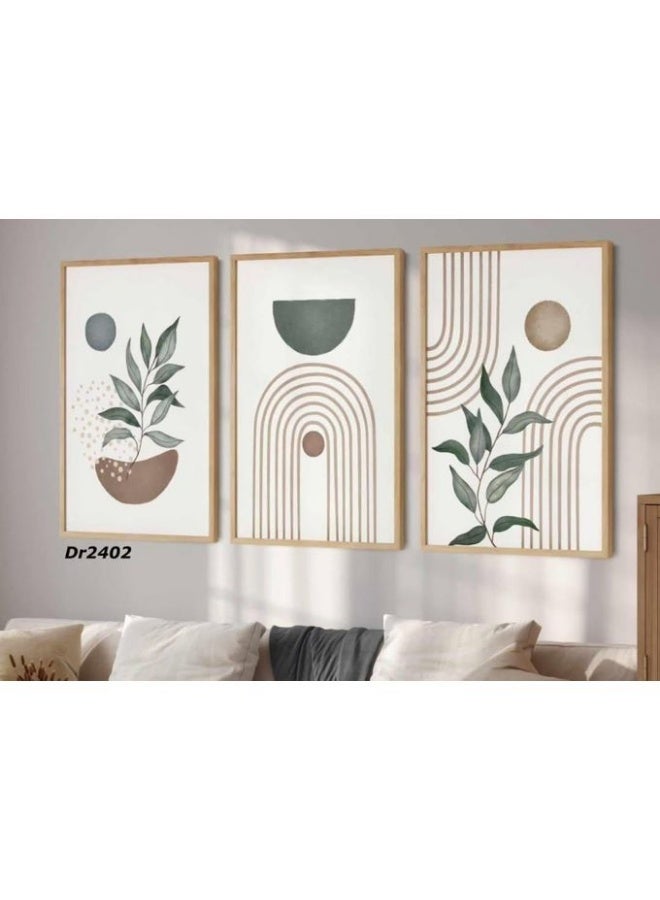 مجموعة لوحات طباعة خشبية بتقنية PVC مع إطار أكريليك – تصميم عصري بأبعاد 60×120 سم   Dr2402