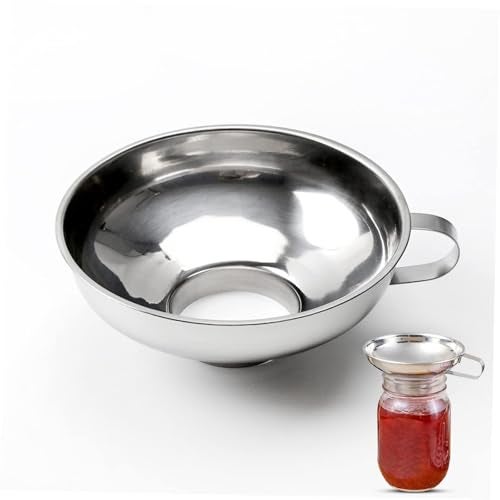 PANCA Stainless Steel Canning Funnel for Kitchen | Wide Mouth Funnel for Mason Jars, Oil Bottles, Liquids, Grains & Spices | Steel Funnel with Handle for Easy Storage – Small Size (4.3 Inch) - Image 1