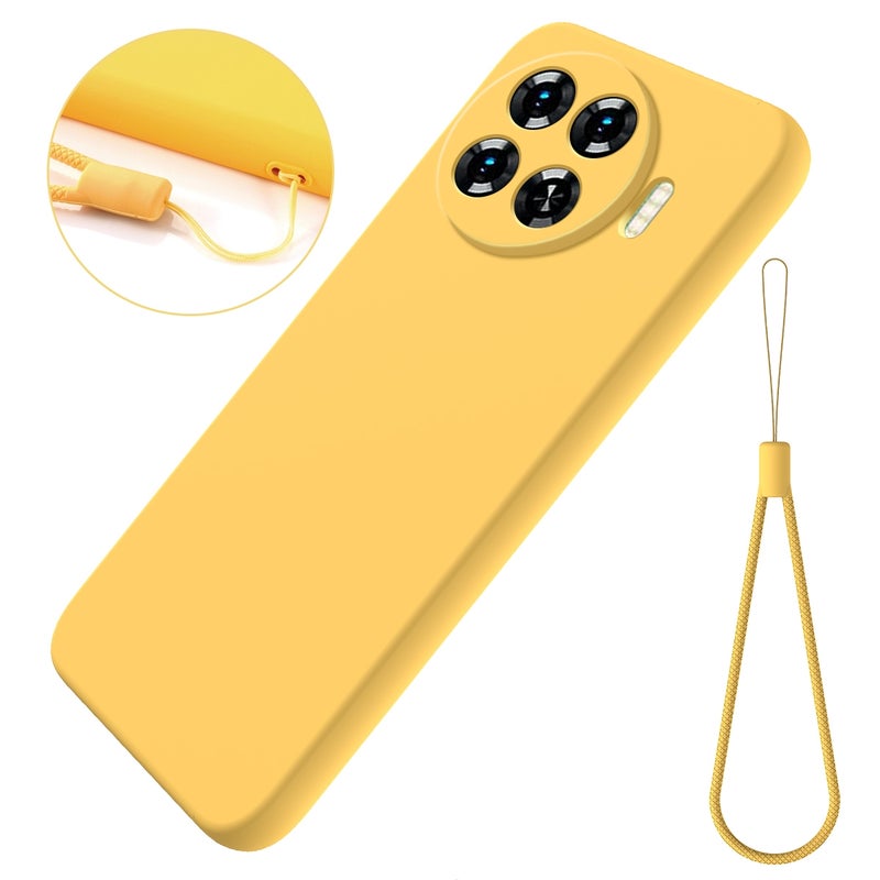 HuHa Case Cover For Tecno Spark 20 Pro+ Solid Color Liquid Silicone Dropproof Full Coverage Protective Case(Yellow) - Image 2