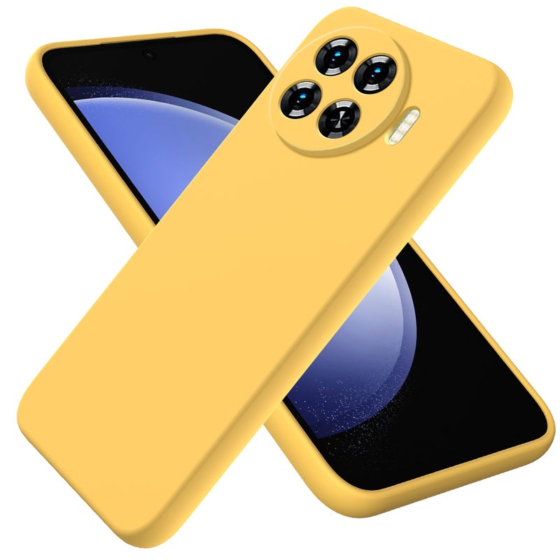 HuHa Case Cover For Tecno Spark 20 Pro+ Solid Color Liquid Silicone Dropproof Full Coverage Protective Case(Yellow) - Image 1