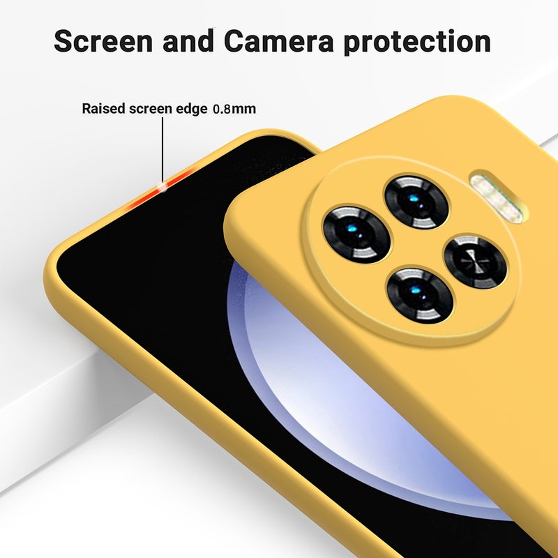 HuHa Case Cover For Tecno Spark 20 Pro+ Solid Color Liquid Silicone Dropproof Full Coverage Protective Case(Yellow) - Image 5