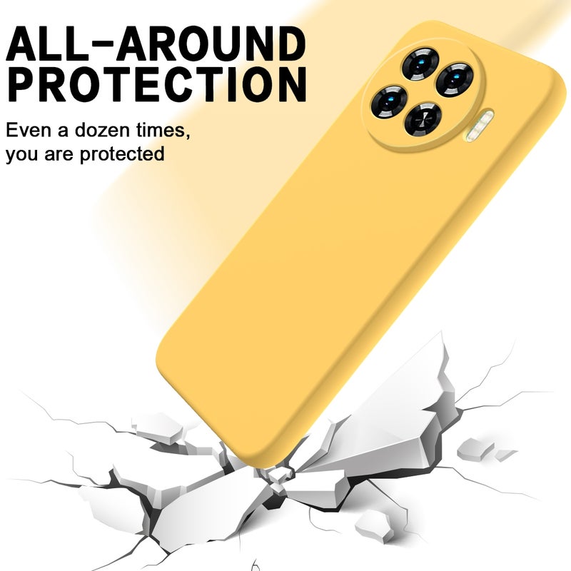 HuHa Case Cover For Tecno Spark 20 Pro+ Solid Color Liquid Silicone Dropproof Full Coverage Protective Case(Yellow) - Image 3