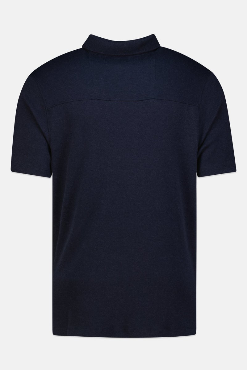 Rainforest Men Regular Fit Embroidered Logo Short Sleeve Polo Shirt, Heather Navy - Image 3