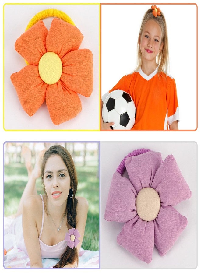 Didder 12PCS Cute Big Flower Kawaii Hair Ties for Toddlers - Colorful Hair Accessories, Elastics, Ties and Bands in Pink, Purple, Orange, Blue, Green, Yellow (6 Pairs) - Image 3