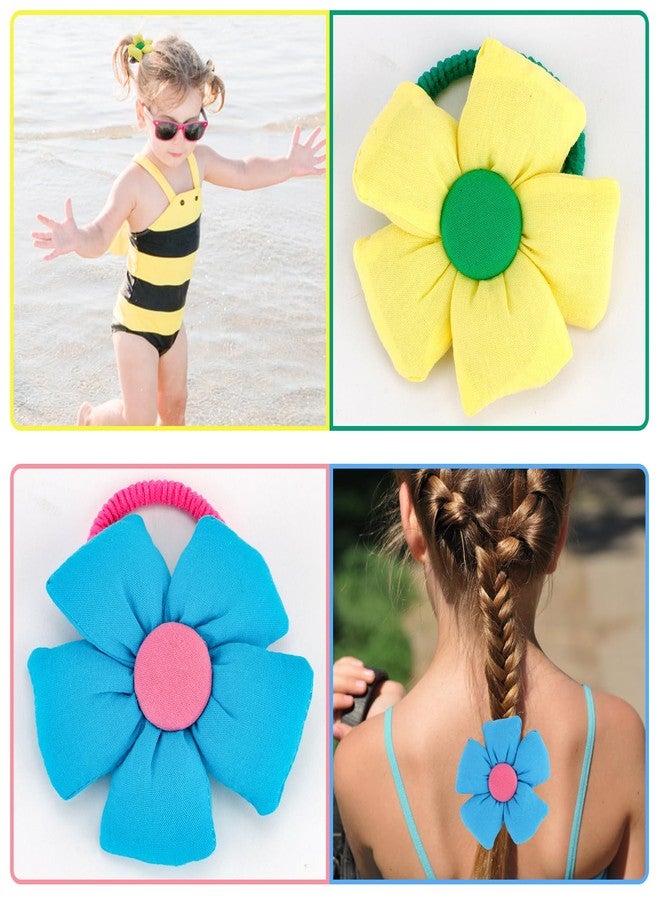 Didder 12PCS Cute Big Flower Kawaii Hair Ties for Toddlers - Colorful Hair Accessories, Elastics, Ties and Bands in Pink, Purple, Orange, Blue, Green, Yellow (6 Pairs) - Image 4