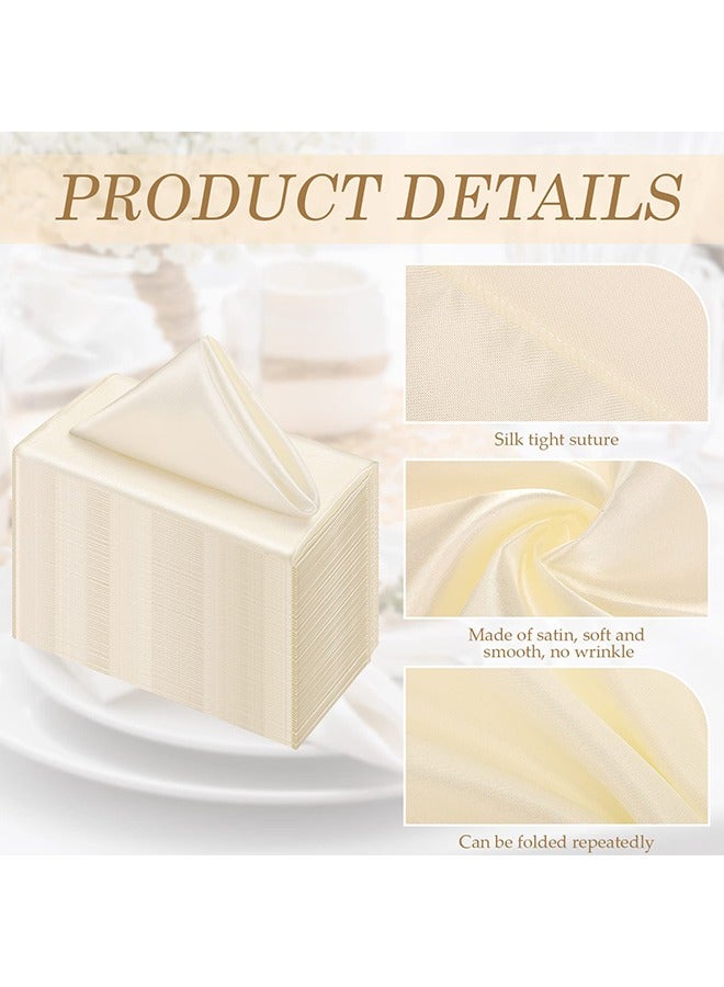 Bincoo 25 Sets Satin Napkins and Ring Set Washable Napkins for Wedding Party Hotel Restaurant Dinner Family Gathering, Champagne Color - Image 4
