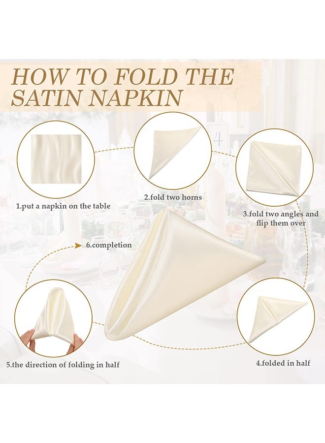 Bincoo 25 Sets Satin Napkins and Ring Set Washable Napkins for Wedding Party Hotel Restaurant Dinner Family Gathering, Champagne Color - Image 3