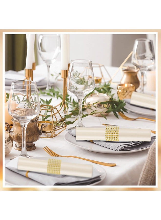 Bincoo 25 Sets Satin Napkins and Ring Set Washable Napkins for Wedding Party Hotel Restaurant Dinner Family Gathering, Champagne Color - Image 5