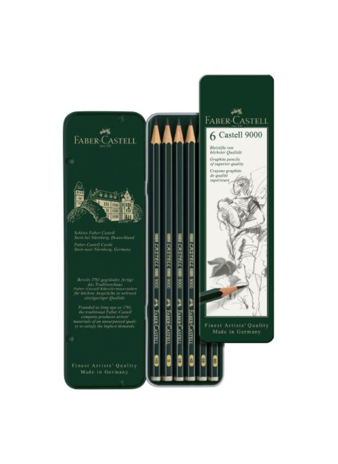 FABER-CASTELL FC Graphite pencil Castell 9000 tin of 6 