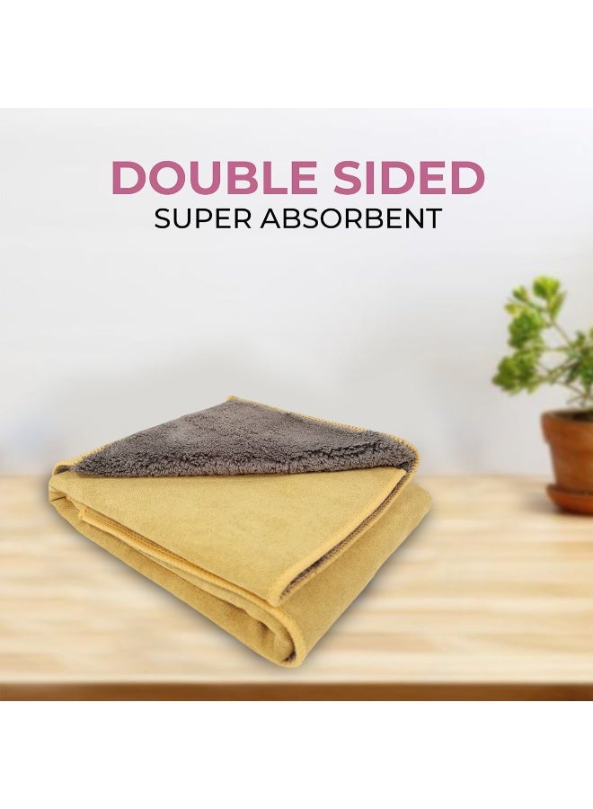 أيه بي دي منشفة من الألياف الدقيقة مزدوجة الجوانب 50 × 40 سم لتنظيف السيارة، قماش سريع الجفاف فائق الامتصاص للغسيل والشمع والتلميع والتجفيف، خالية من الخدوش وخالية من الوبر، منشفة سميكة ناعمة لتنظيف المنزل والمطبخ والمكتب والزجاج والدراجات النارية والمركبات الترفيهية - Image 3