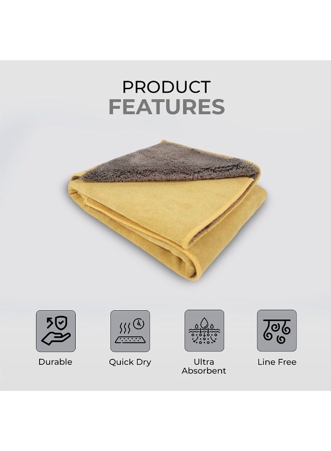 أيه بي دي منشفة من الألياف الدقيقة مزدوجة الجوانب 50 × 40 سم لتنظيف السيارة، قماش سريع الجفاف فائق الامتصاص للغسيل والشمع والتلميع والتجفيف، خالية من الخدوش وخالية من الوبر، منشفة سميكة ناعمة لتنظيف المنزل والمطبخ والمكتب والزجاج والدراجات النارية والمركبات الترفيهية - Image 2