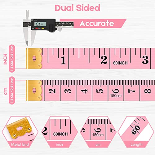 iBayam Tape Measure, iBayam Soft Ruler 60-Inch Double-Sided Measuring Tape or Body Weight Loss Fabric Sewing Tailor Cloth Vinyl Measurement Craft Supplies, 2-Pack White, Blue - Image 3