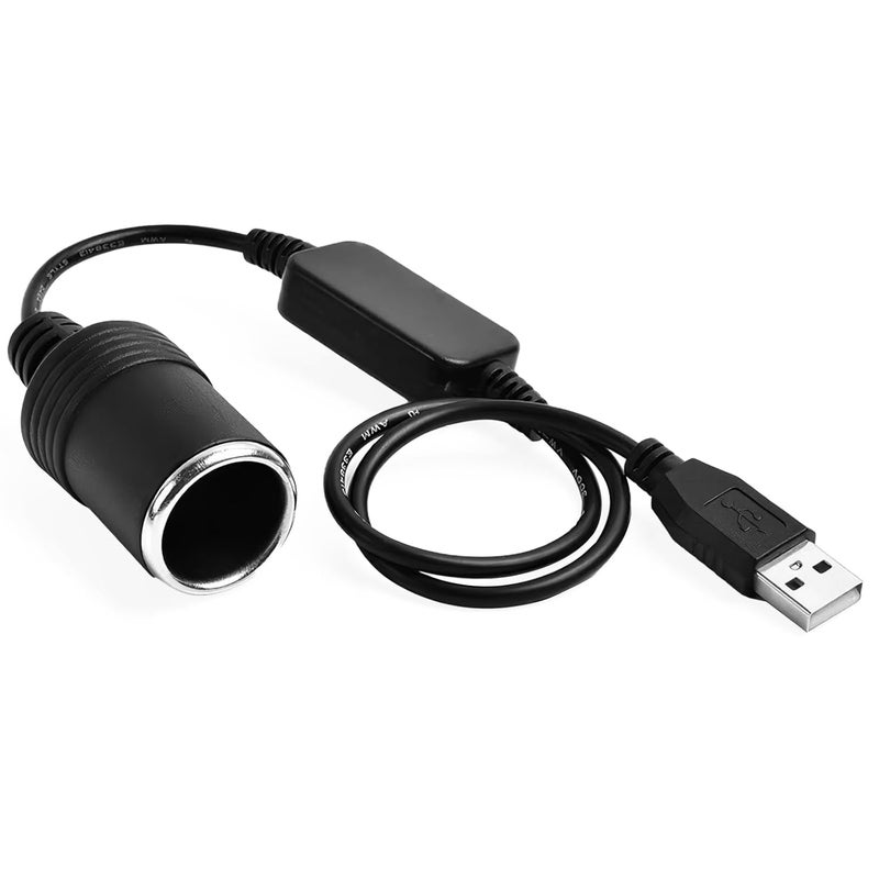 CoolShef محول CoolShef USB إلى مقبس ولاعة السجائر، 5V USB A ذكر إلى 12V 8W محول كابل طاقة شاحن سيارة لمcamera داش، GPS، شرائط LED، منقي هواء السيارة، E-Dog، الإلكترونيات السيارات - Image 1