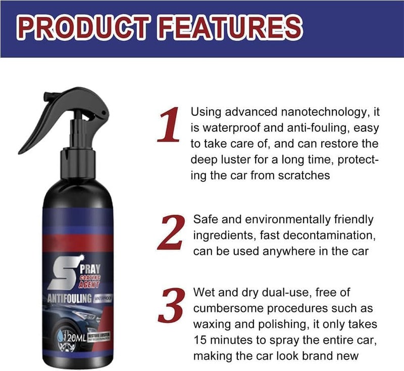 klarako Kdkn Spray Coating Agent - Multi Functional Coating Renewal Agent Spray, 3 in 1 Ceramic Car Coating Spray High Protection, Quick Coating Agent Spray (2) - Image 5