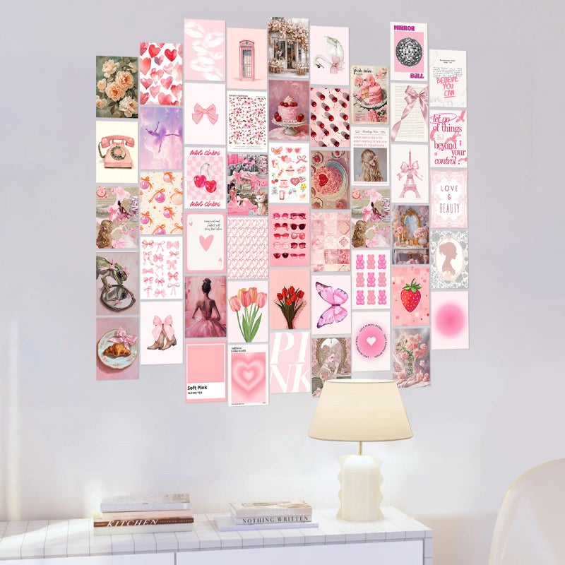 ASTRDECOR Pink Coquette Room Decor Aesthetic Pictures 50 PCS - Coquette Wall Art Prints 4"x6", Trendy Cute Home Decor, Wall Collage Kit For Teen Girls Dorm Bedroom, Vintage Pink Bow Posters - Image 5