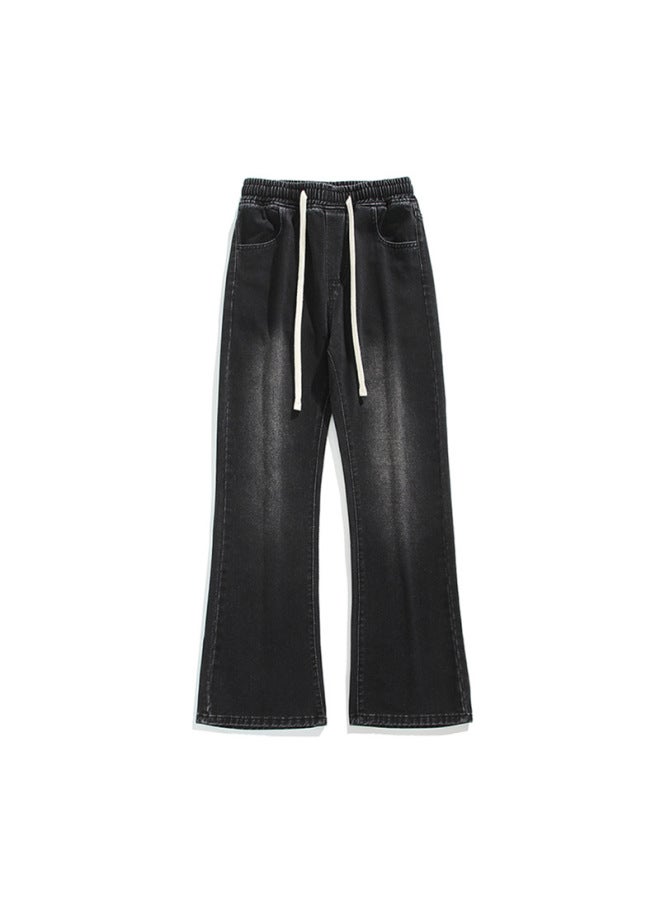Men's American Style Street Loose Micro-lar Jeans Men's And Women's Vibe Straight Retro Trendy Brand Wide Leg Pants