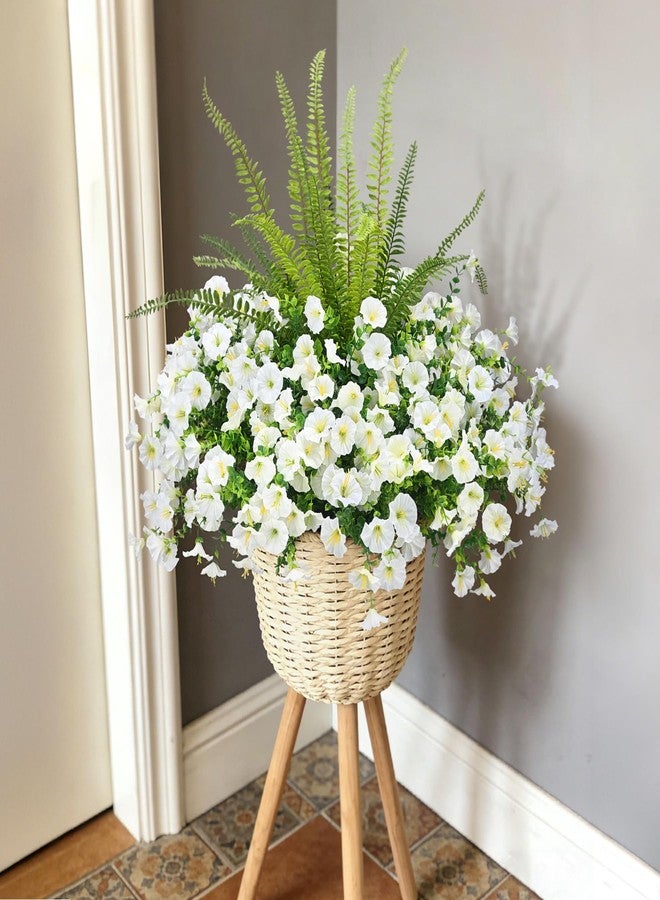 Hrobek Artificial Flowers for Outdoors Faux Plants Outside Indoor,UV Resistant Silk Fake Morning Glory Tall Ferns for Home Patio Garden Back Yard Front Porch Decor Spring Summer(13 Bunches,White) - Image 4