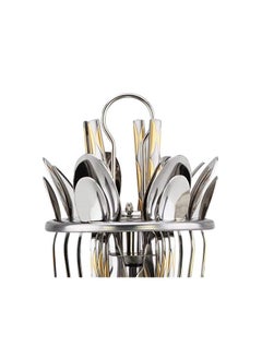 Berger 24 Piece Silverware Flatware Cutlery Set with Round Stand, Stainless Steel Includes 6 Knife, 6 Fork, 6 Tea Spoon, 6 Dinner Spoon, Mirror Polished, Dishwasher Safe  - Image 3