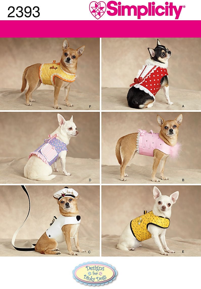 Simplicity Small to Medium Dog Clothes and Jackets Sewing Pattern, Sizes XXS to M,White. Tan - Image 2