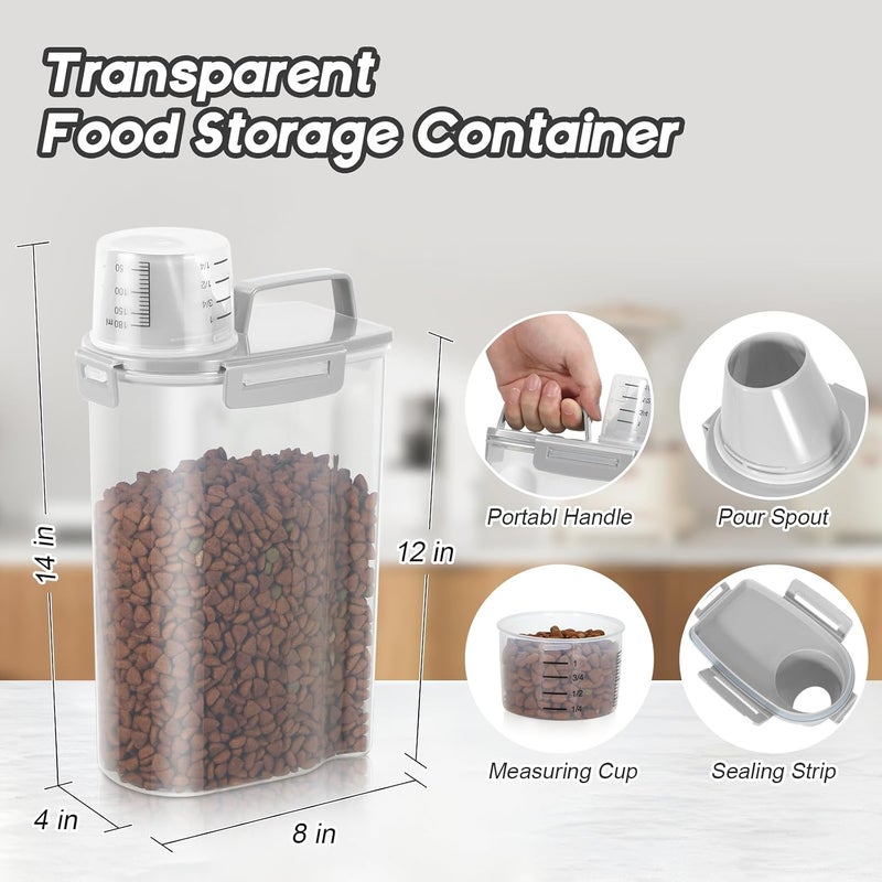 حاوية تخزين طعام الكلاب LEAWALK، محسنة مع فوهة كبيرة خالية من مادة BPA، سعة 10 إلى 15 رطل، حاويات بلاستيكية لتخزين طعام الحيوانات الأليفة مزودة بـ 4 أقفال محكمة، كوب قياس ومقبض، سهلة التنظيف والحمل - عبوتان - Image 5