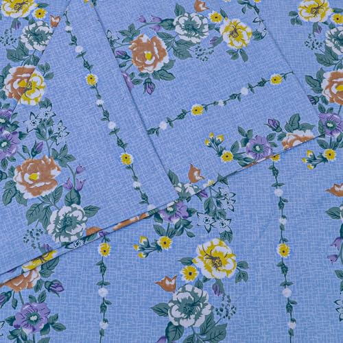 Status Contract Cotton Rich Double Bedsheet with 2 Pillow Covers for Bed Room, Home, Hotel-120 GSM (Blue) - Image 2