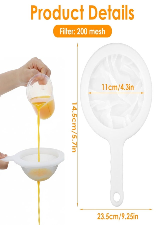 Grevosea 2 Pcs Fine Mesh Strainer Small Plastic Juice Strainer After Juicing Fine Mesh Sieve with Handle Cheese Cloths for Straining Tea Coffee Juice Yogurt and Soup Kitchen Accessories (200 Mesh) - Image 2