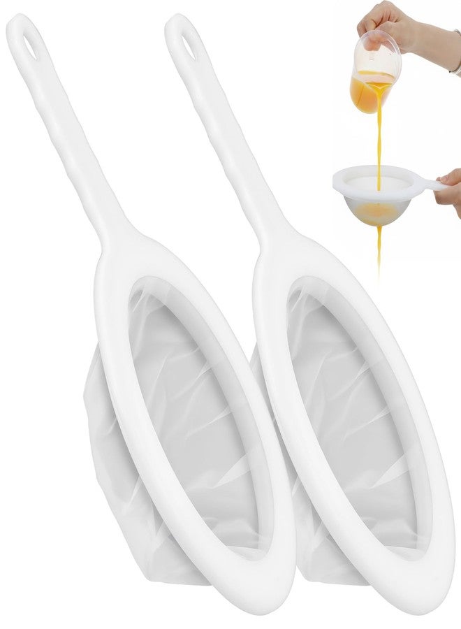Grevosea 2 Pcs Fine Mesh Strainer Small Plastic Juice Strainer After Juicing Fine Mesh Sieve with Handle Cheese Cloths for Straining Tea Coffee Juice Yogurt and Soup Kitchen Accessories (200 Mesh) - Image 1