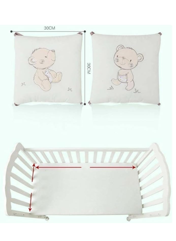 DUNISO 6 Pieces of Baby crib protective pads, male and female universal pure cotton rectangular surround pads, children's bed surround, soft, breathable and anti collision, 30cm * 30cm, white  - Image 2
