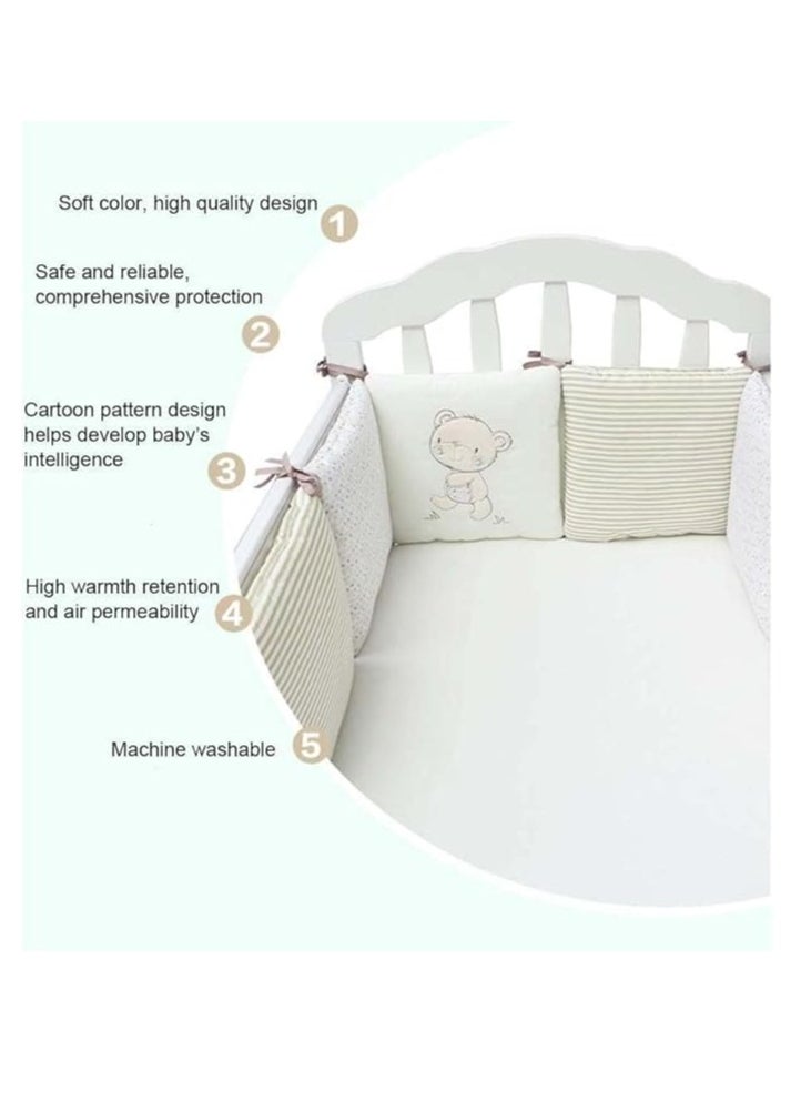 DUNISO 6 Pieces of Baby crib protective pads, male and female universal pure cotton rectangular surround pads, children's bed surround, soft, breathable and anti collision, 30cm * 30cm, white  - Image 3