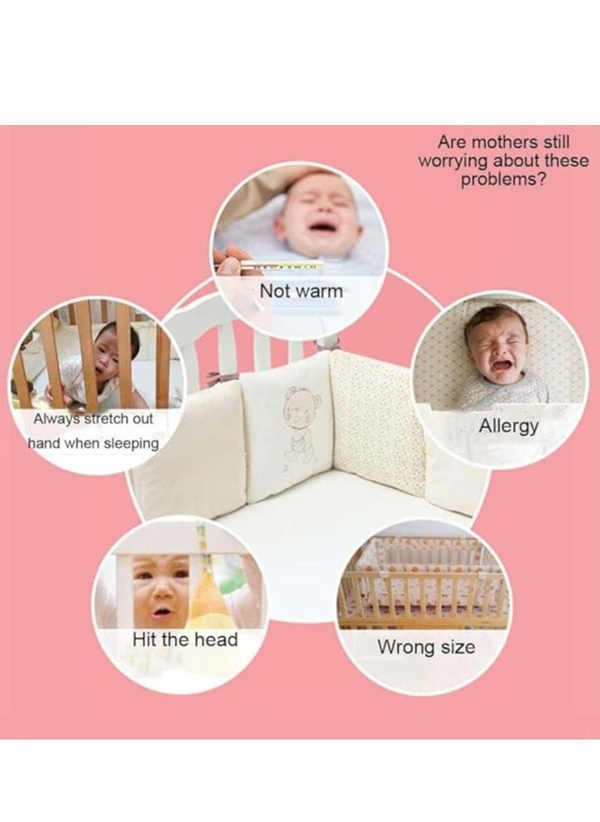 DUNISO 6 Pieces of Baby crib protective pads, male and female universal pure cotton rectangular surround pads, children's bed surround, soft, breathable and anti collision, 30cm * 30cm, white  - Image 4